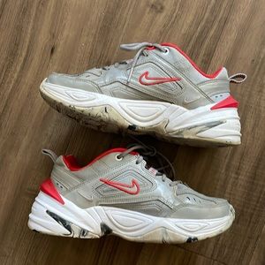 Nike M2K Tekno silver and red chunky sneakers